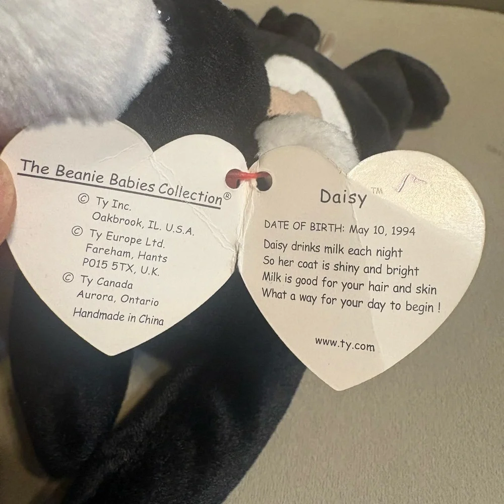 Ty Plush Black and White Cow Toy